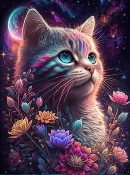 Cat With Flowers - 30x40cm