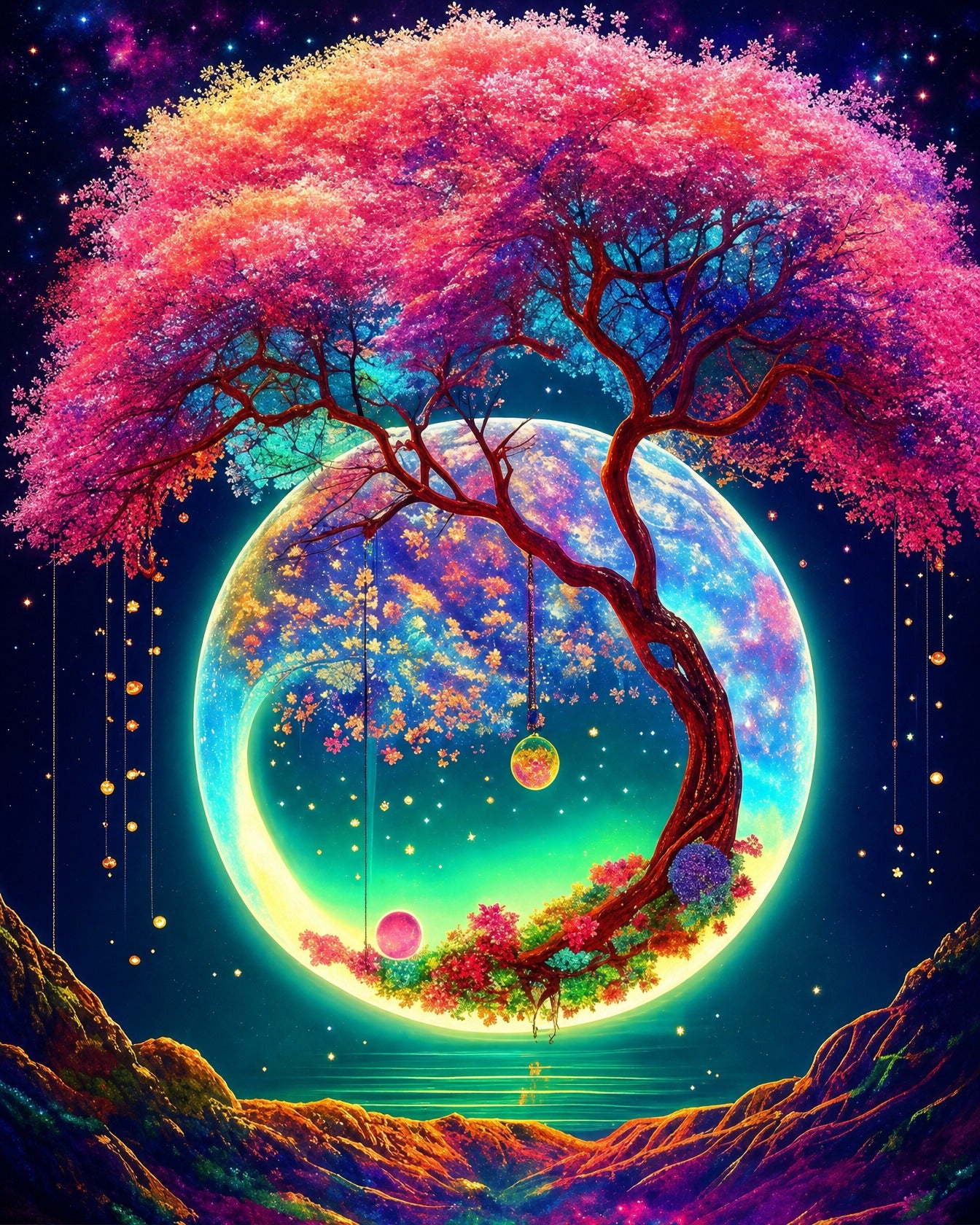Flying tree moon 40x50cm