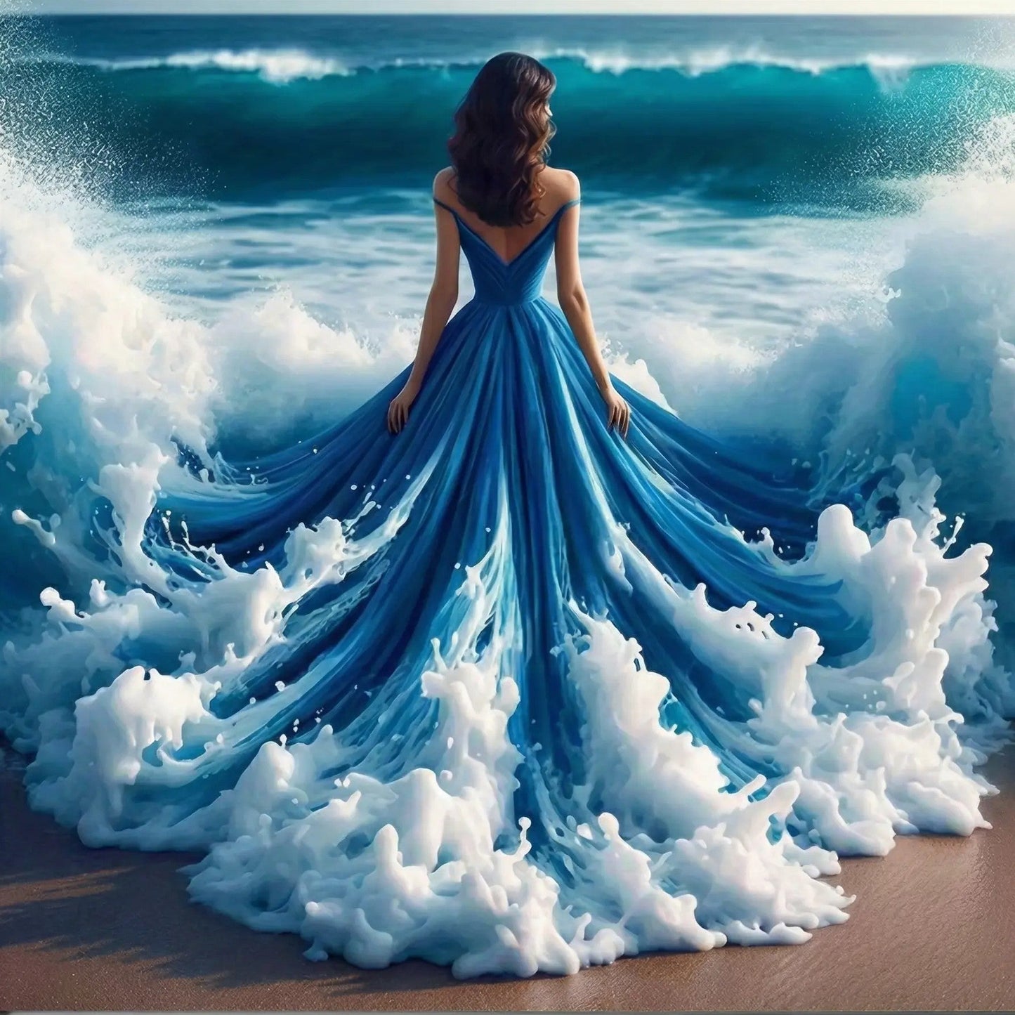 Blue Dress Waves - 30x30cm