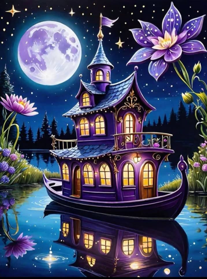 Purple Ship- 30x40cm