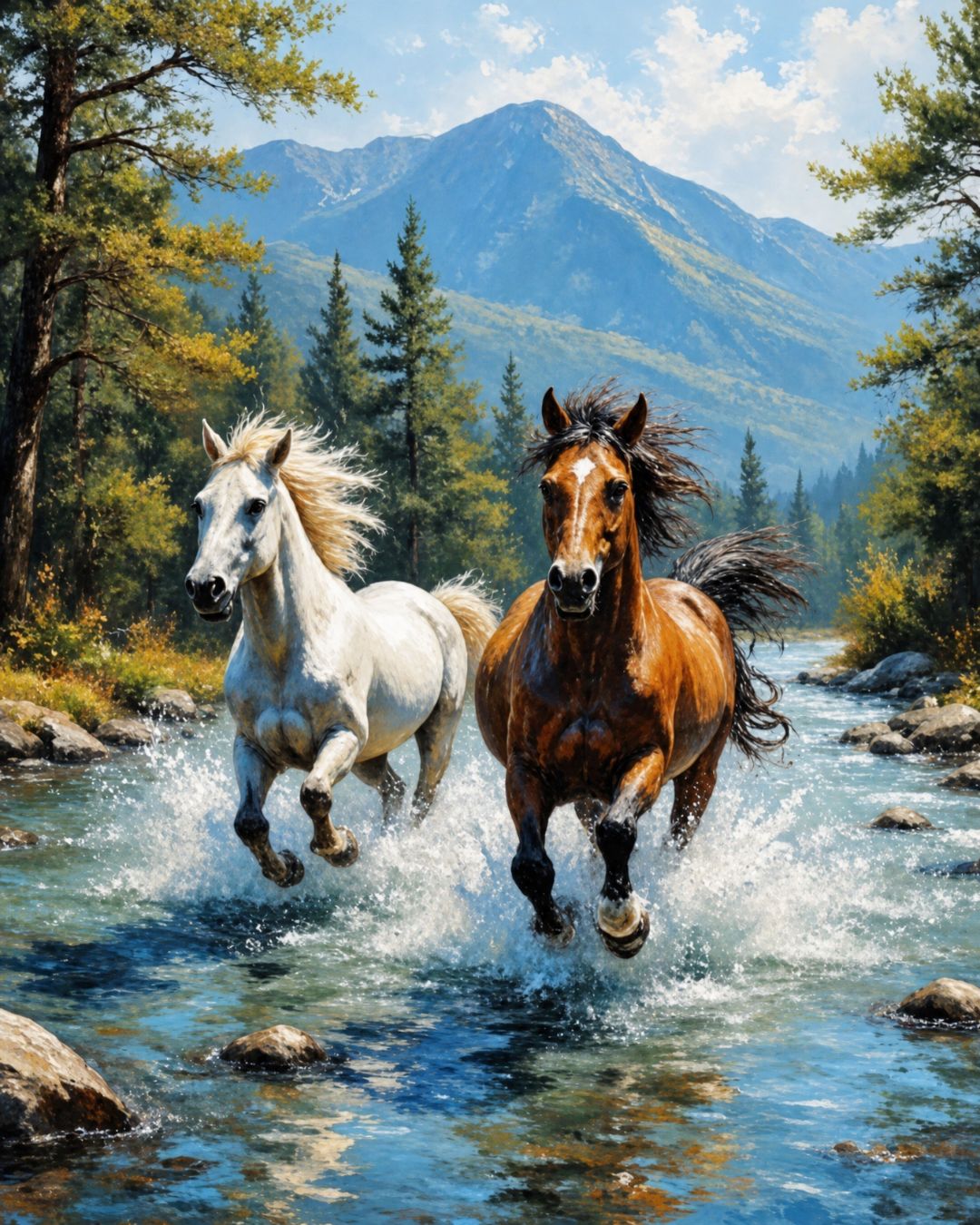 Running Horses - Large 40x50cm