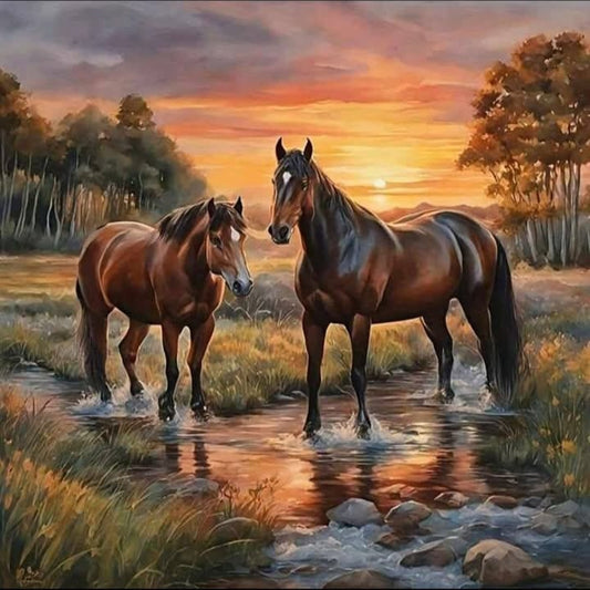 Two Horses - 40x40cm