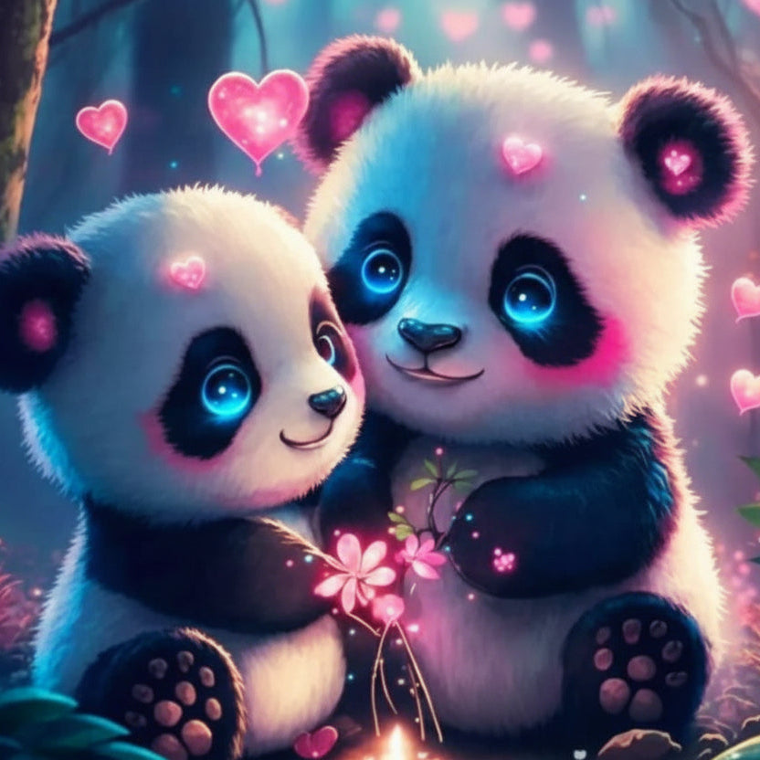 Two Pandas - 20x20cm