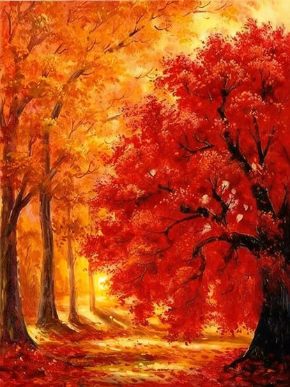 Red Fall Tree - 30x40cm