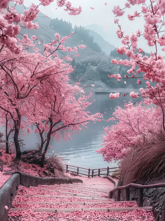 Pink Tree Stairs - 30x40cm