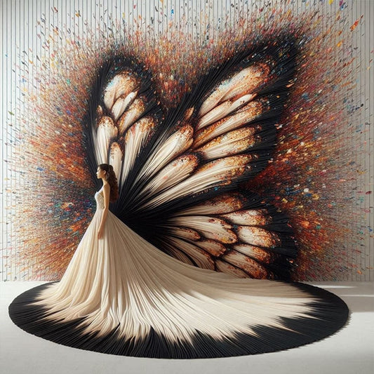 White butterfly dress - 30x30cm